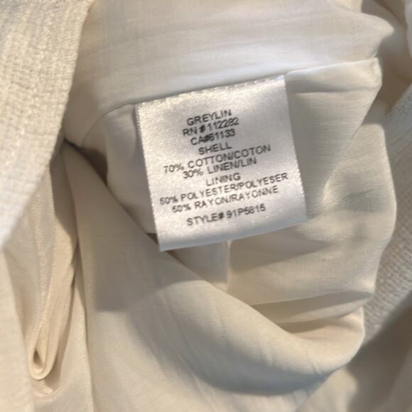 Greylin Women's Creamy White Sleeveless Linen Blend Shorts Romper Size XS - Picture 8 of 9